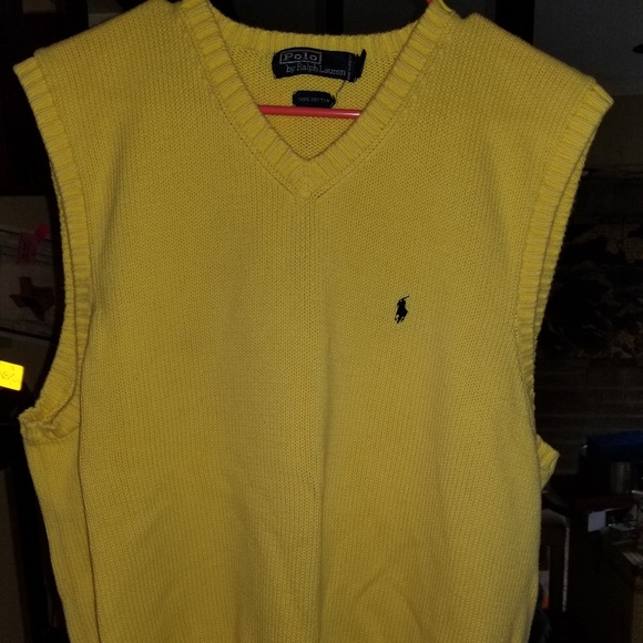 yellow polo sweater vest